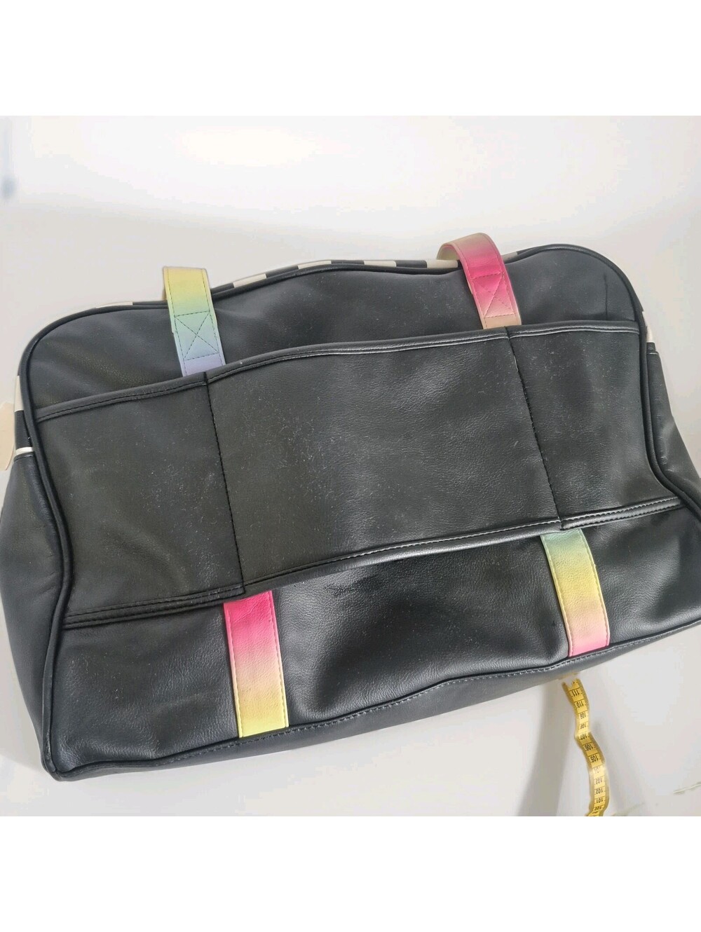 Betsey Johnson faux leather weekender duffle bag 18" cat design and rainbows - Picture 14 of 16